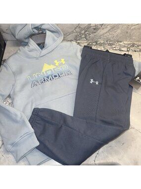 Under Armour Boys Youth Small Hoodie Jogger Sweatpants Outfit Set NEW Mountains